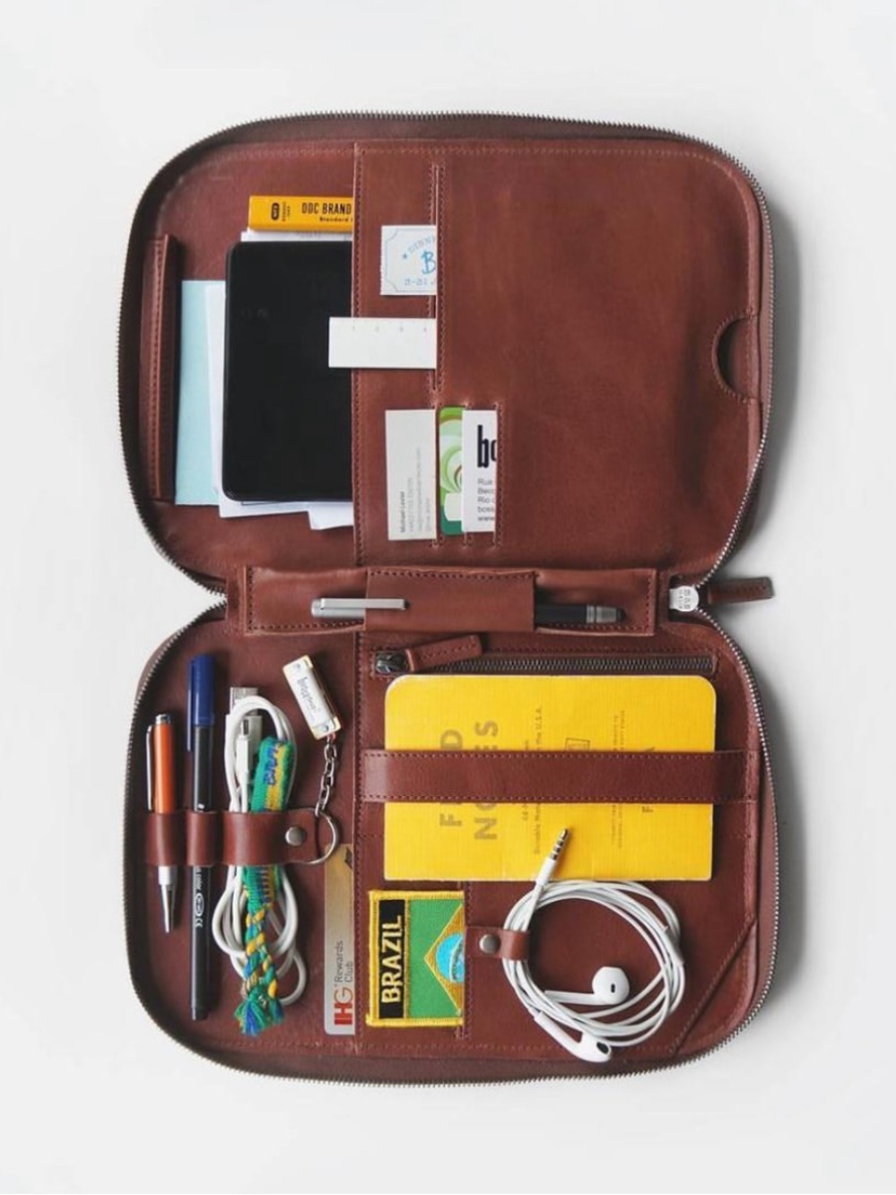 This is Ground Leather Tablet Organizer Case in Grey